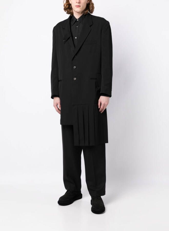 Yohji Yamamoto Mantel met enkele rij knopen Zwart