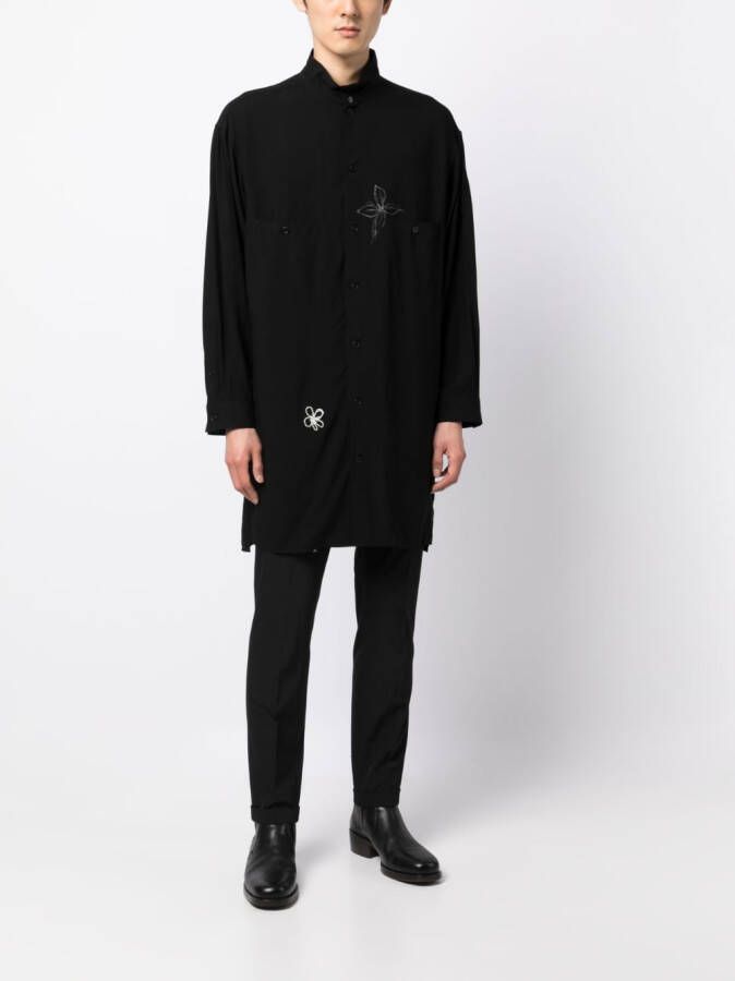 Yohji Yamamoto Overhemd met bloemenprint Zwart