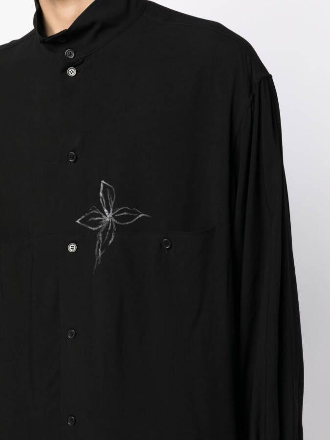 Yohji Yamamoto Overhemd met bloemenprint Zwart
