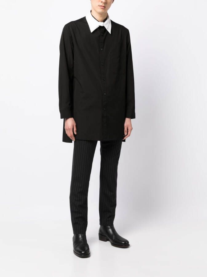 Yohji Yamamoto Overhemd met contrasterende kraag Zwart