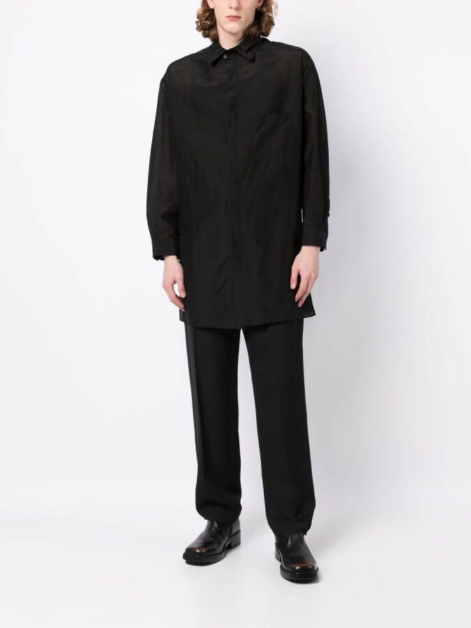 Yohji Yamamoto Overhemd met dubbele kraag Zwart