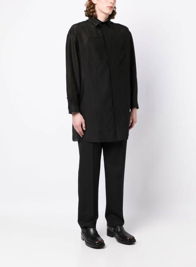 Yohji Yamamoto Overhemd met dubbele kraag Zwart