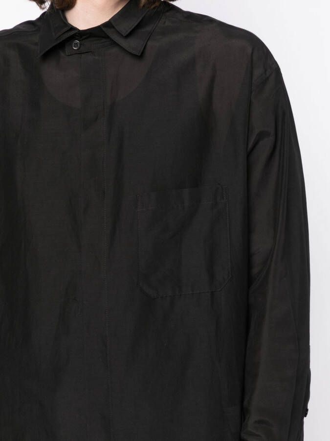 Yohji Yamamoto Overhemd met dubbele kraag Zwart