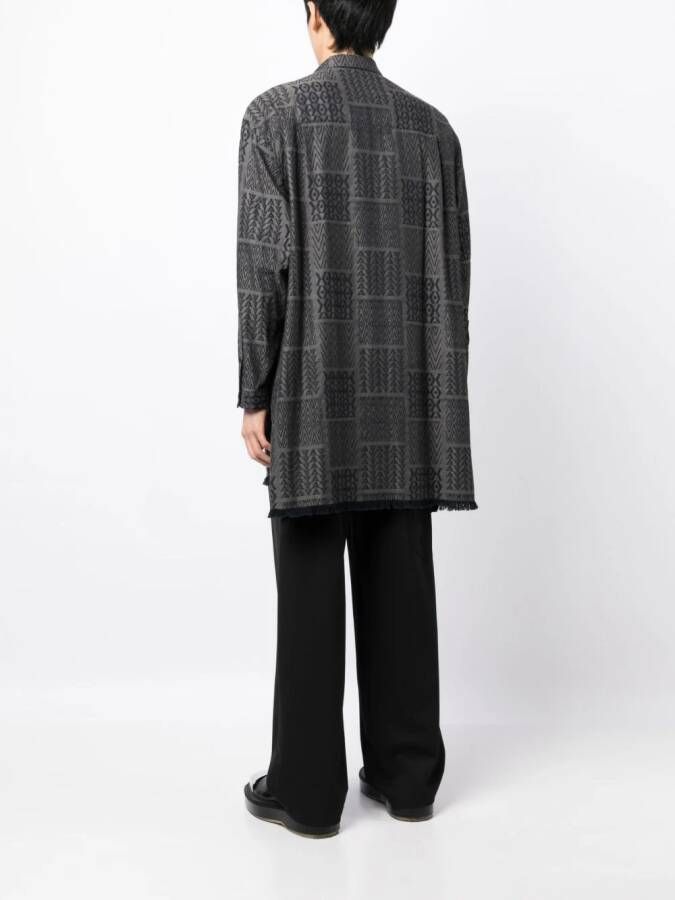 Yohji Yamamoto Overhemd met geometrische print Grijs