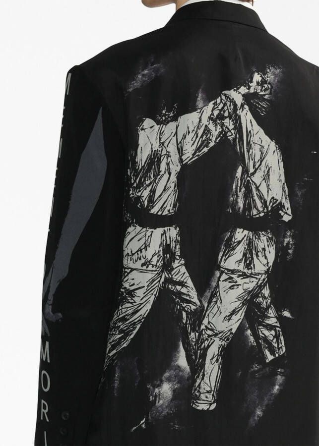 Yohji Yamamoto Overhemd met grafische print Zwart