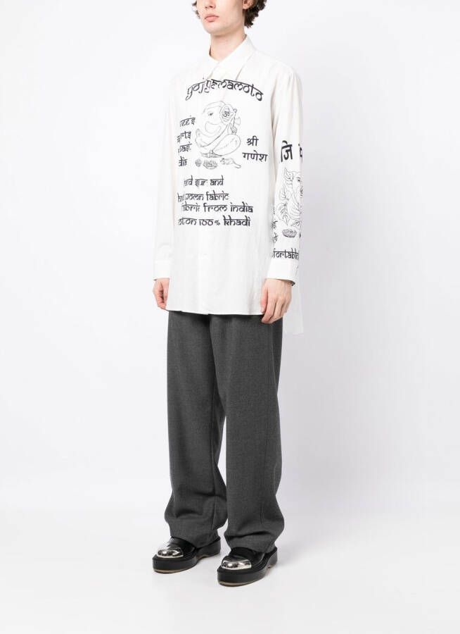Yohji Yamamoto Overhemd met print Wit