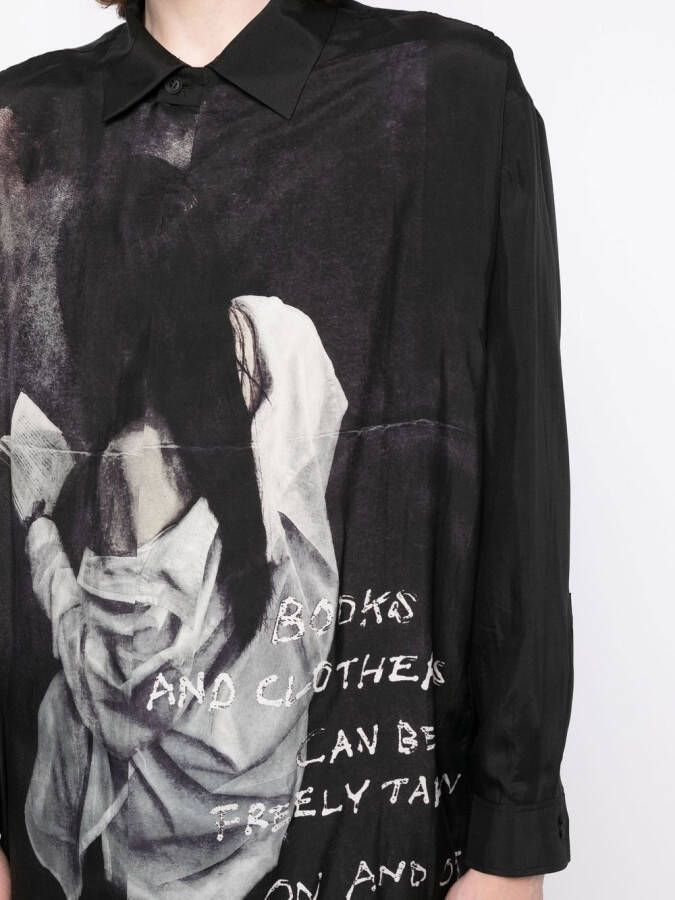 Yohji Yamamoto Overhemd met print Zwart