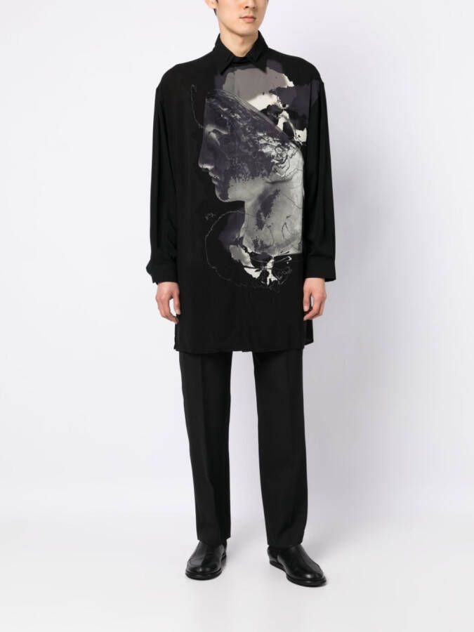 Yohji Yamamoto Overhemd met print Zwart