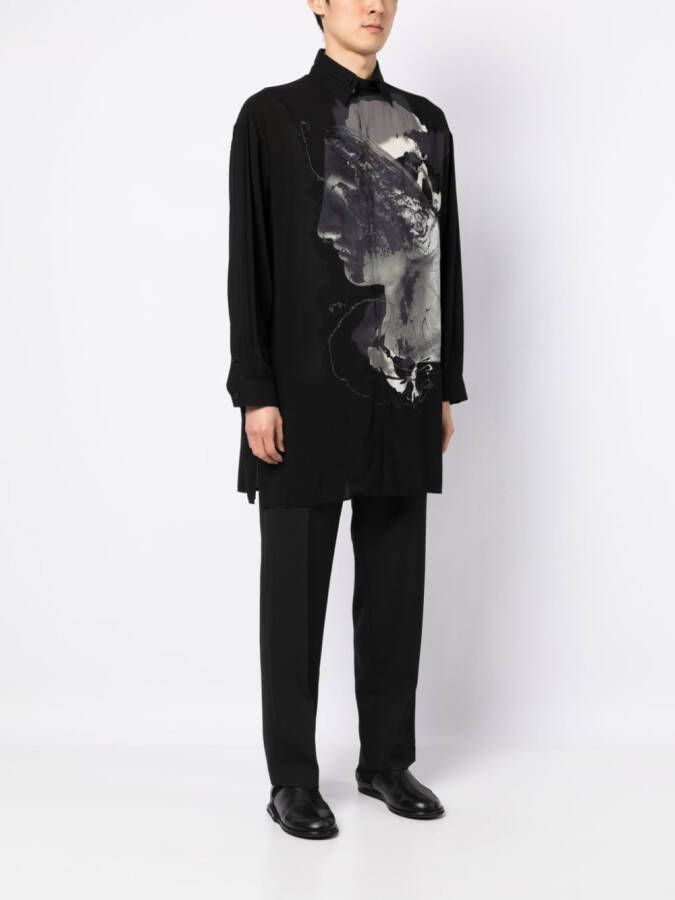 Yohji Yamamoto Overhemd met print Zwart