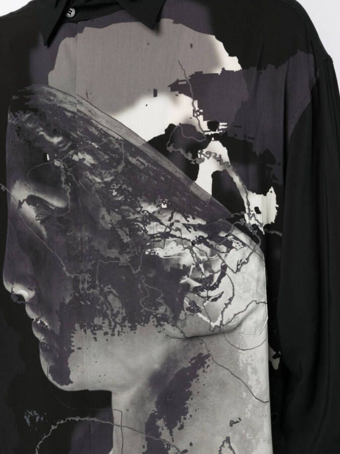 Yohji Yamamoto Overhemd met print Zwart
