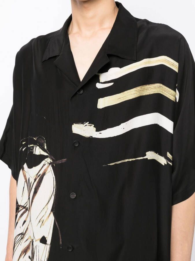 Yohji Yamamoto Overhemd met verfspatten Zwart