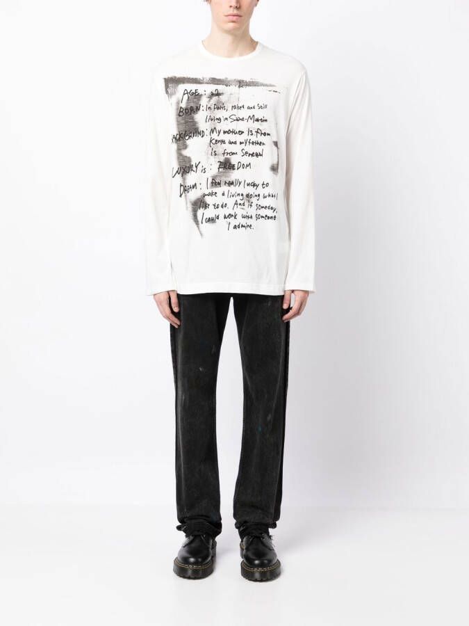 Yohji Yamamoto T-shirt met lange mouwen Wit