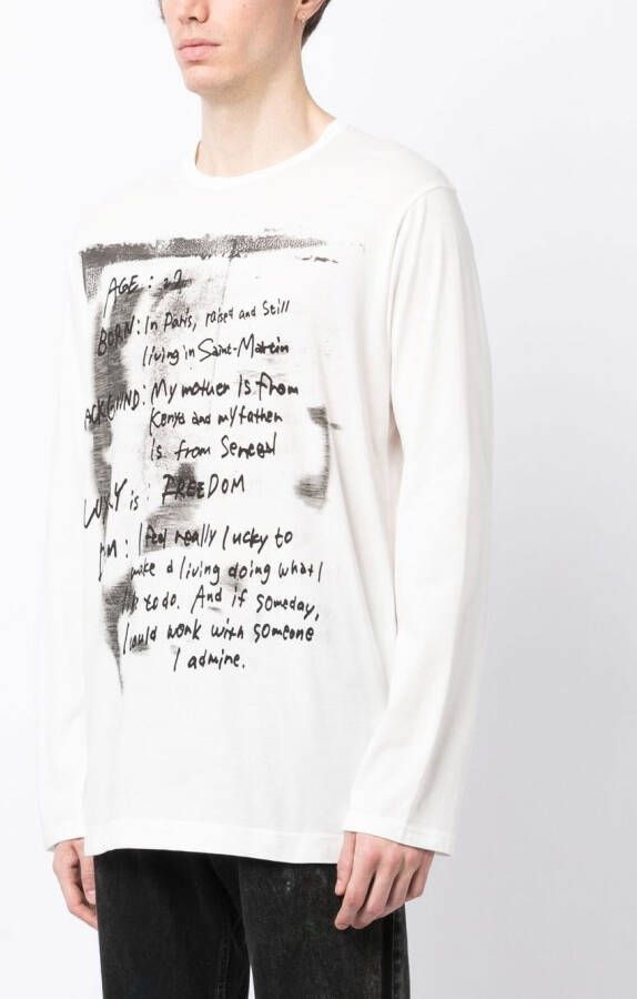 Yohji Yamamoto T-shirt met lange mouwen Wit