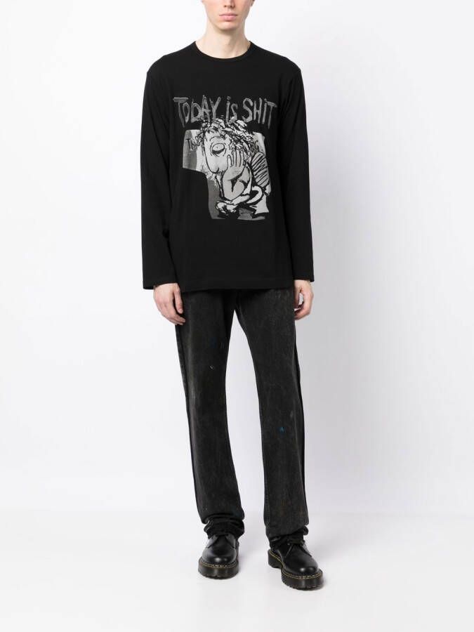 Yohji Yamamoto T-shirt met lange mouwen Zwart