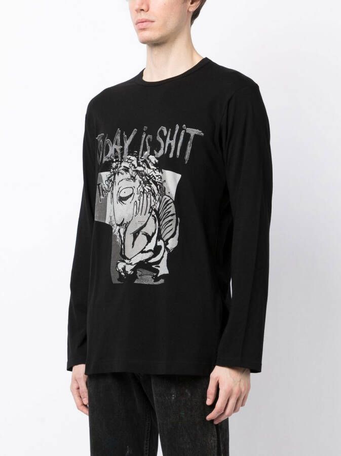 Yohji Yamamoto T-shirt met lange mouwen Zwart