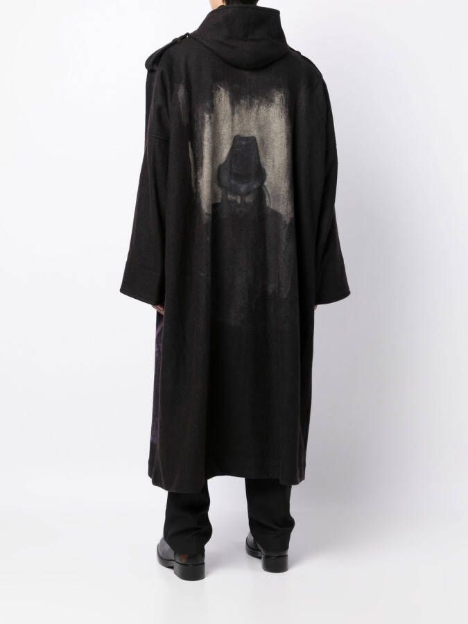 Yohji Yamamoto Regenjas met capuchon Zwart