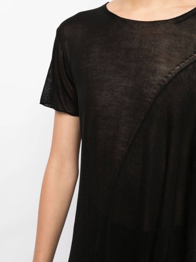 Yohji Yamamoto Semi-doorzichtig T-shirt Zwart