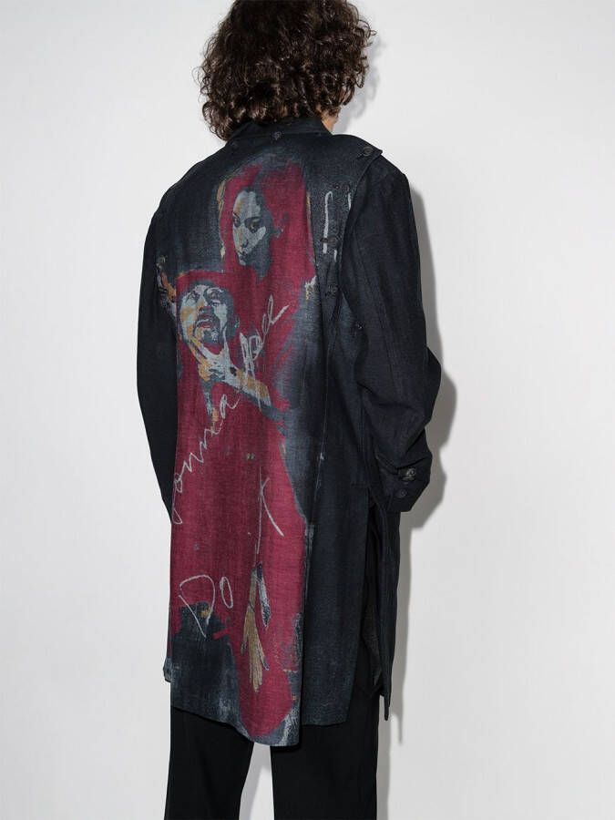 Yohji Yamamoto Shirtjack met print Zwart
