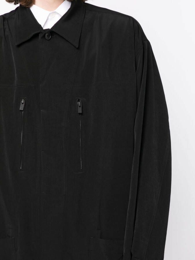 Yohji Yamamoto Shirtjack met ritszak Zwart