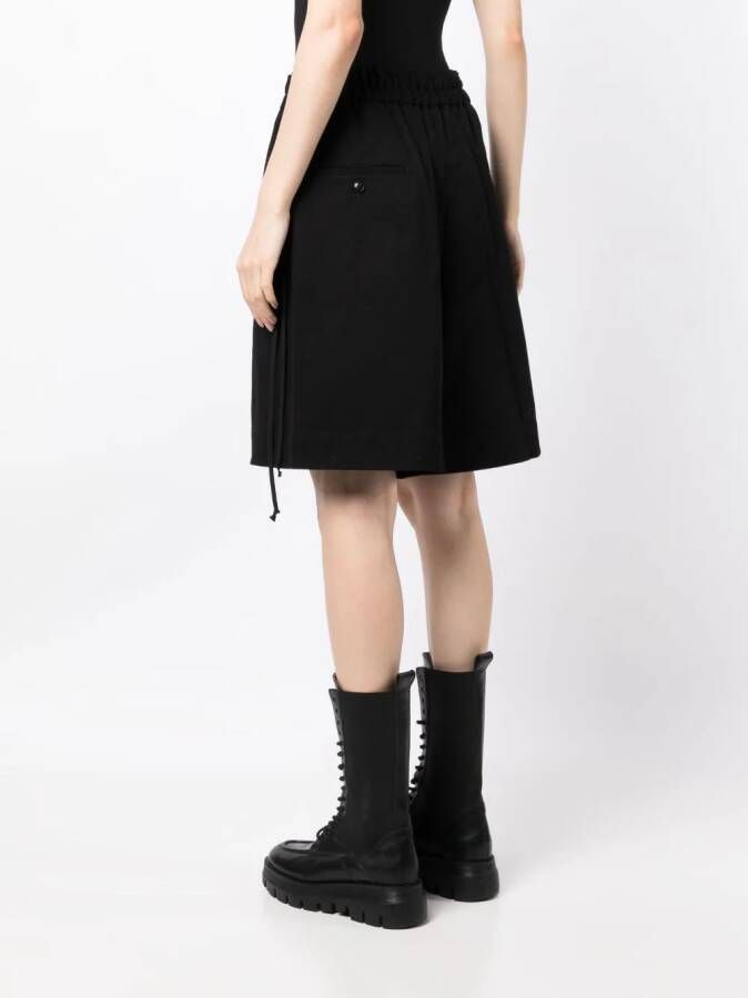 Yohji Yamamoto Shorts met trekkoordtaille Zwart