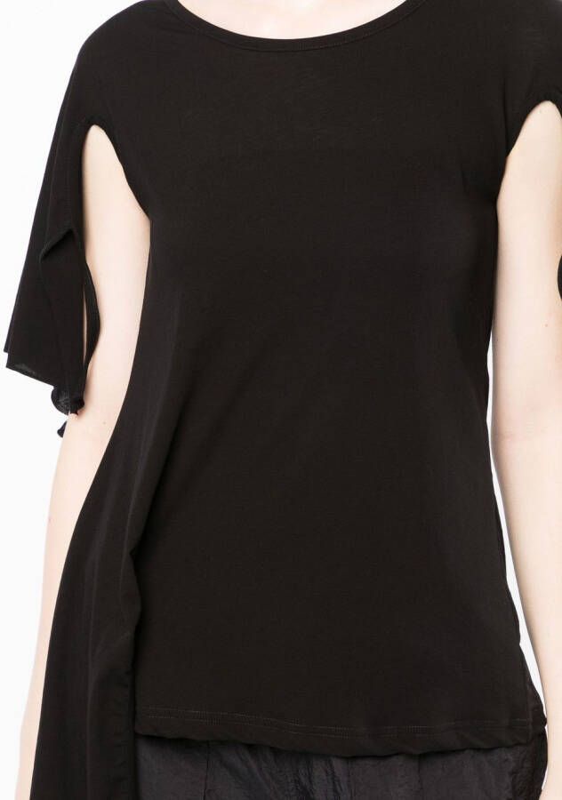 Yohji Yamamoto T-shirt met kapmouwen Zwart