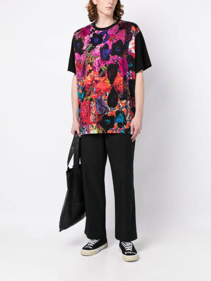 Yohji Yamamoto T-shirt met patchwork Zwart