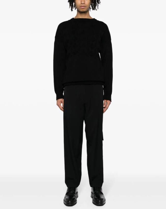 Yohji Yamamoto Wollen broek met toelopende pijpen Zwart