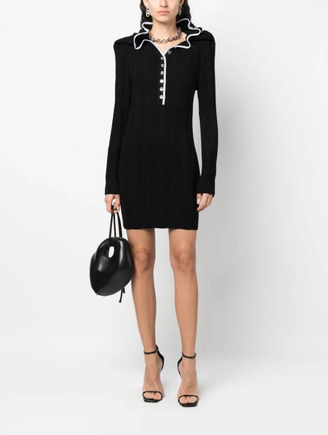 Y Project Mini-jurk met ruchekraag Zwart