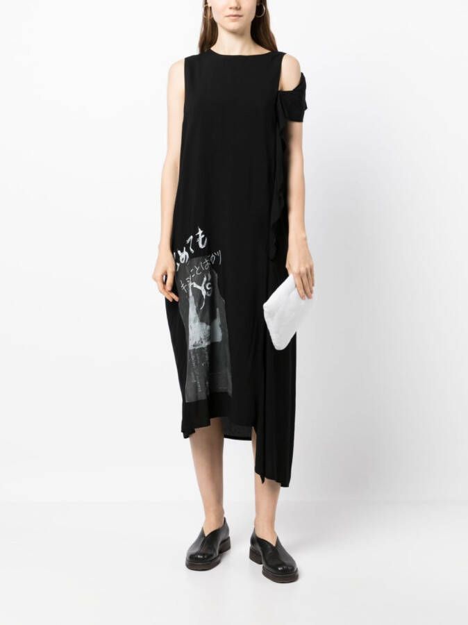 Y's Midi-jurk met print Zwart