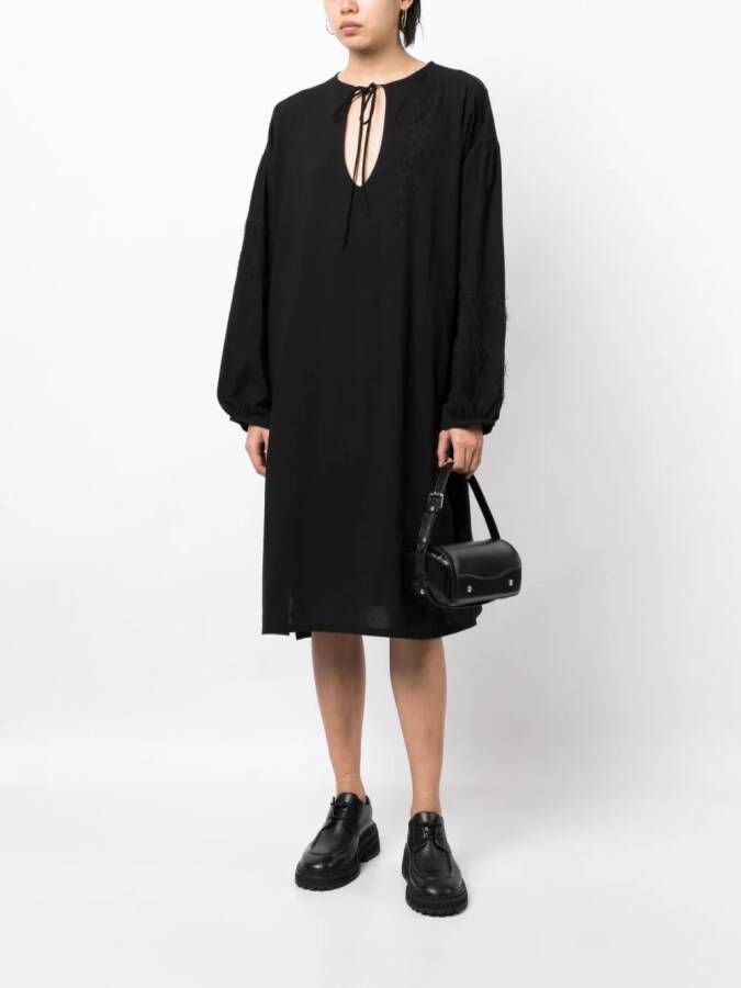 Y's Katoenen midi-jurk Zwart