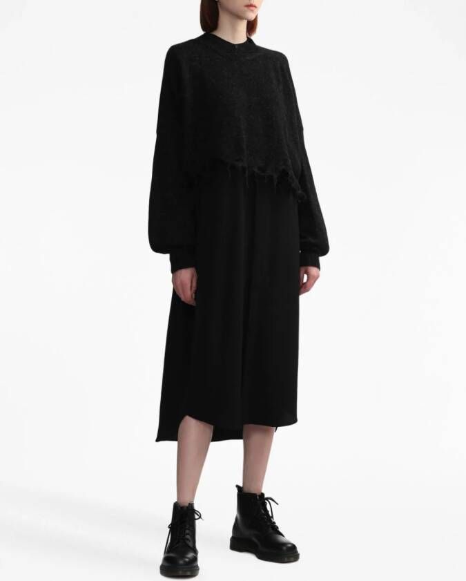Y's Maxi-jurk met gelaagd effect Zwart