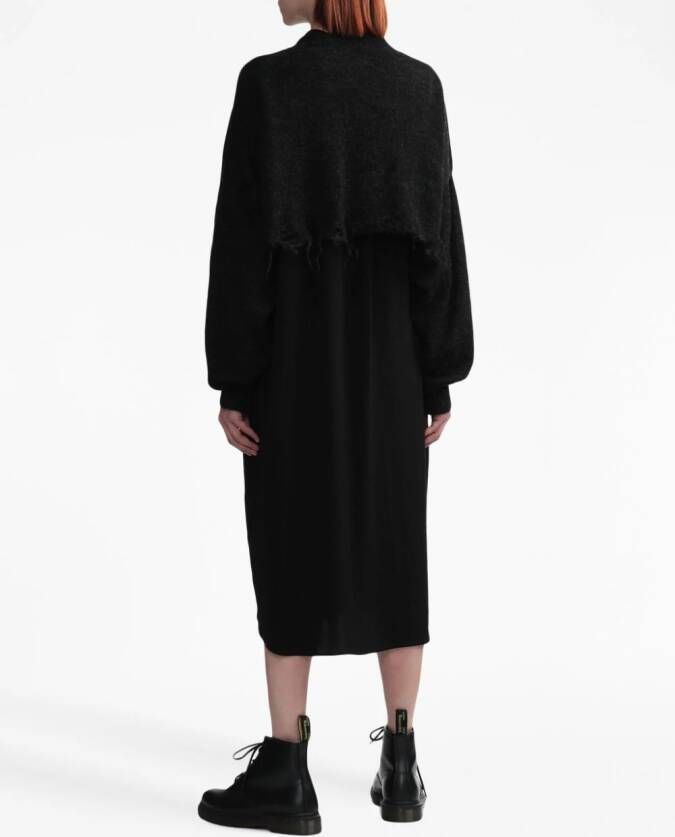 Y's Maxi-jurk met gelaagd effect Zwart