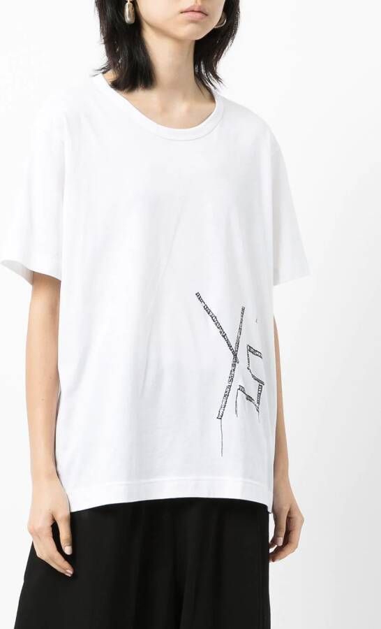 Y's T-shirt met borduurwerk Wit