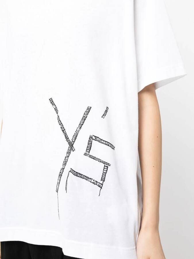 Y's T-shirt met borduurwerk Wit
