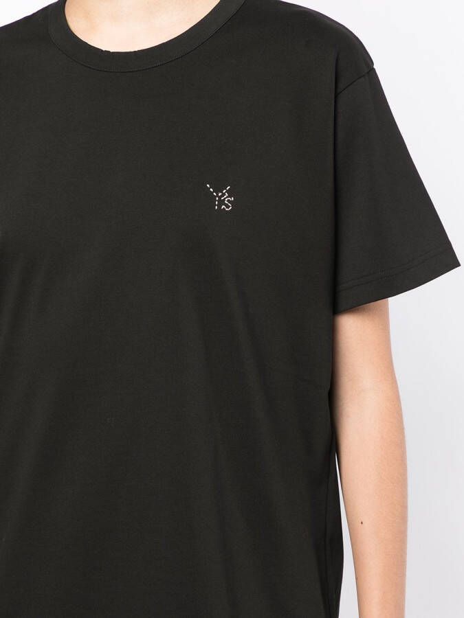 Y's T-shirt met geborduurd logo Zwart