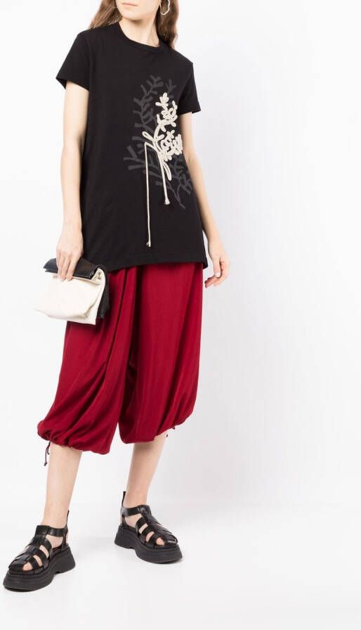 Y's T-shirt verfraaid met touw Zwart