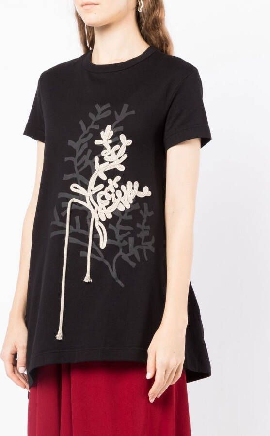Y's T-shirt verfraaid met touw Zwart