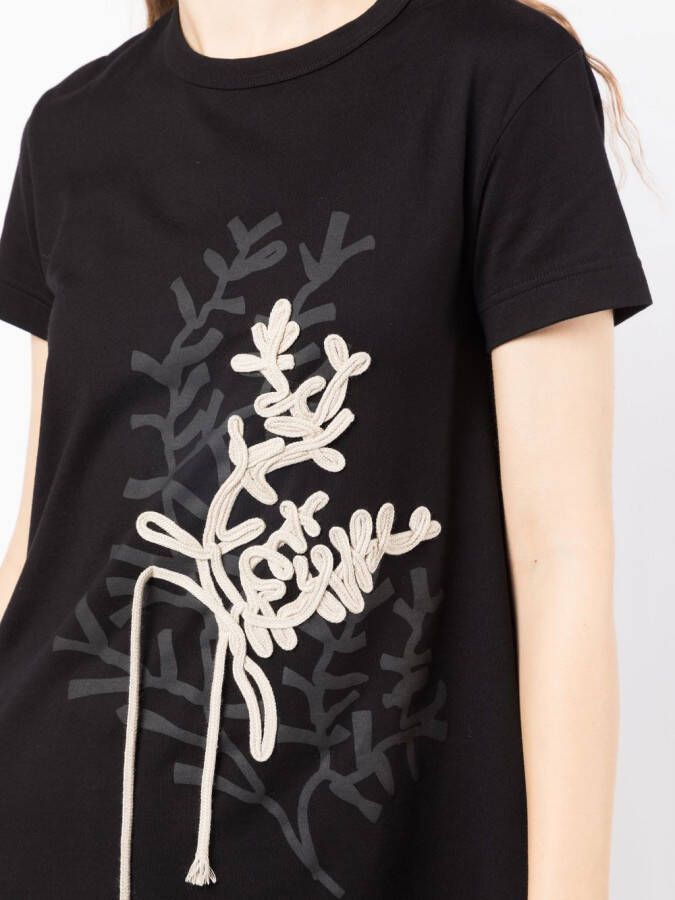 Y's T-shirt verfraaid met touw Zwart