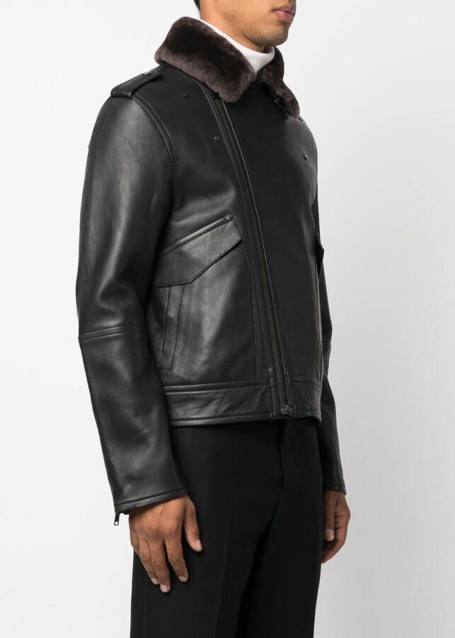 Yves Salomon Bikerjack met bontkraag Zwart