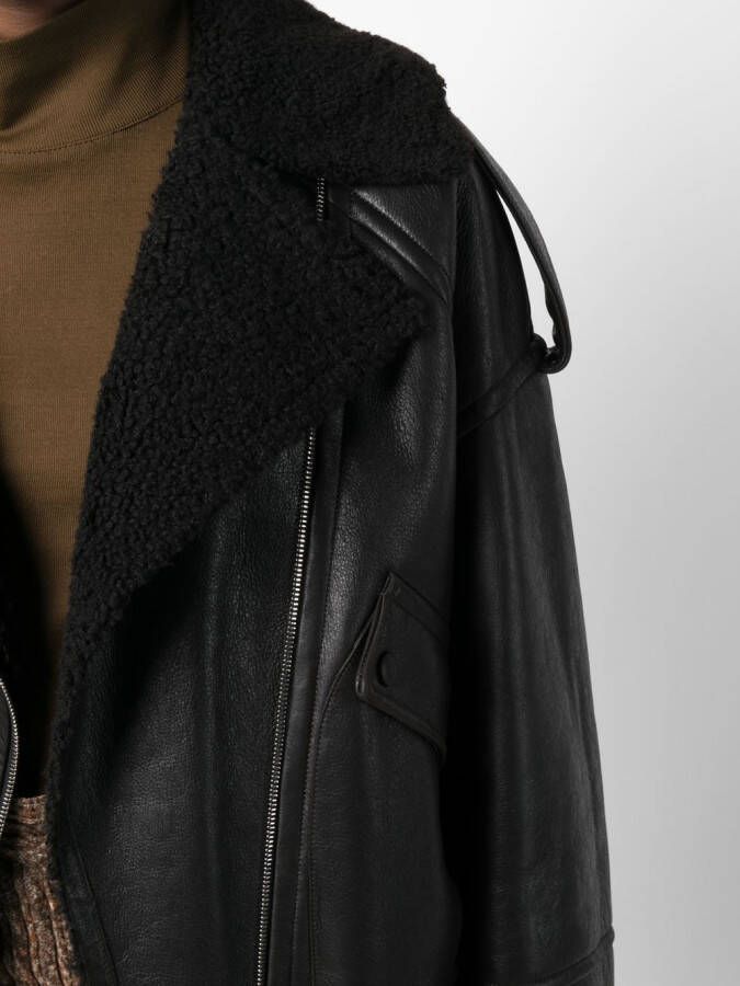 Yves Salomon Bikerjack met gebarsten-effect Zwart