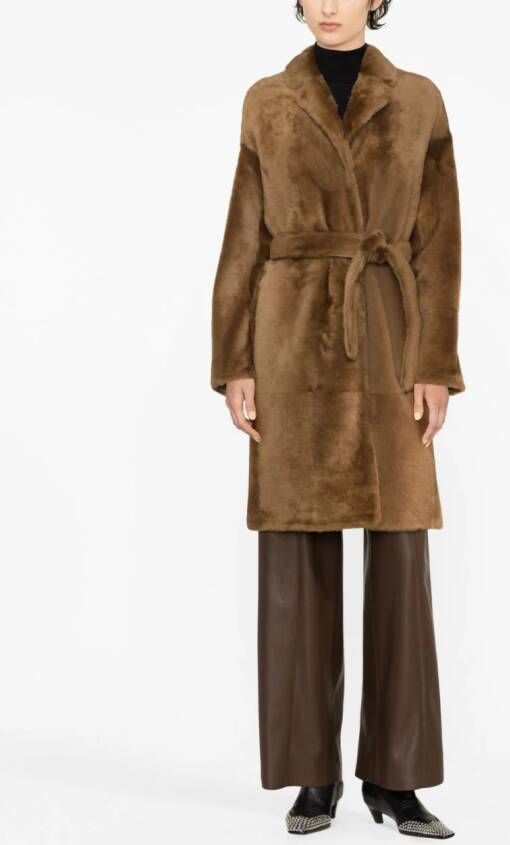 Yves Salomon Lammy coat Bruin