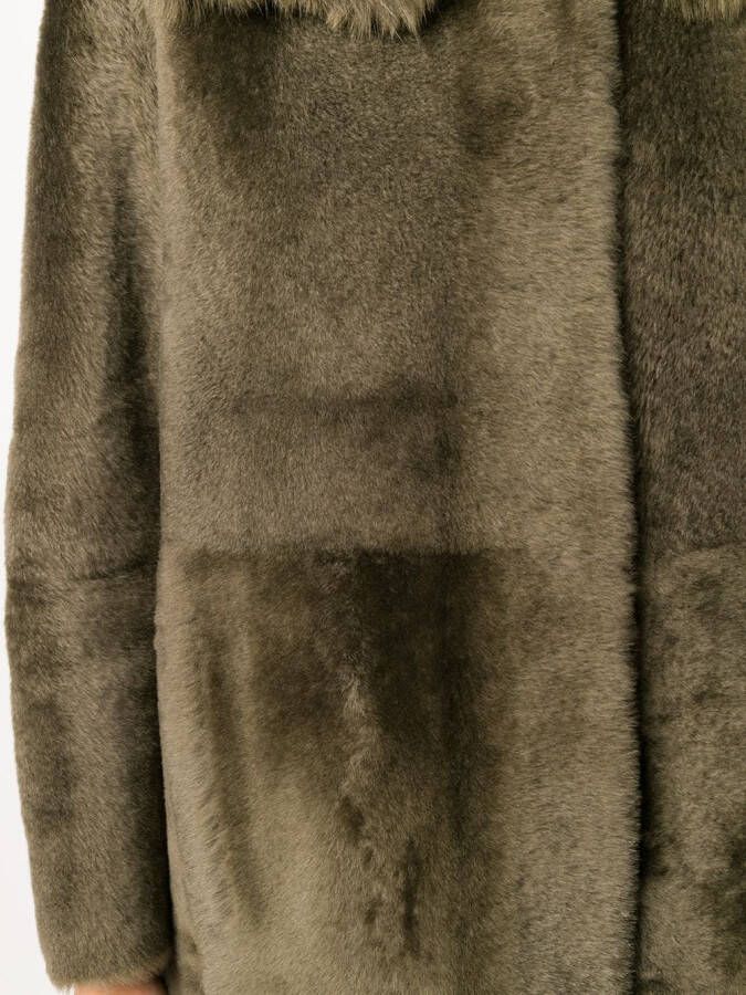 Yves Salomon Lammy coat met capuchon Groen