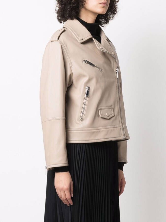 Yves Salomon Leren bikerjack Beige
