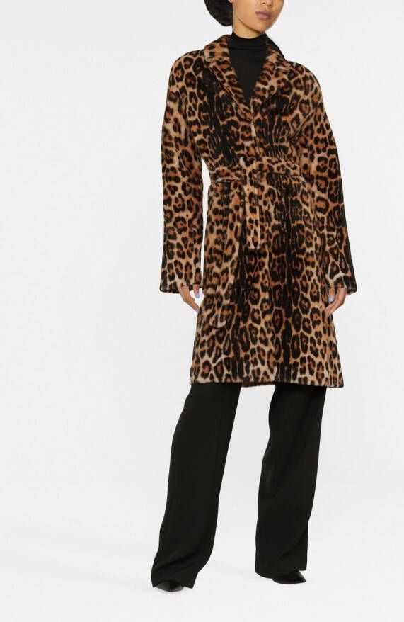 Yves Salomon Mantel met luipaardprint Bruin