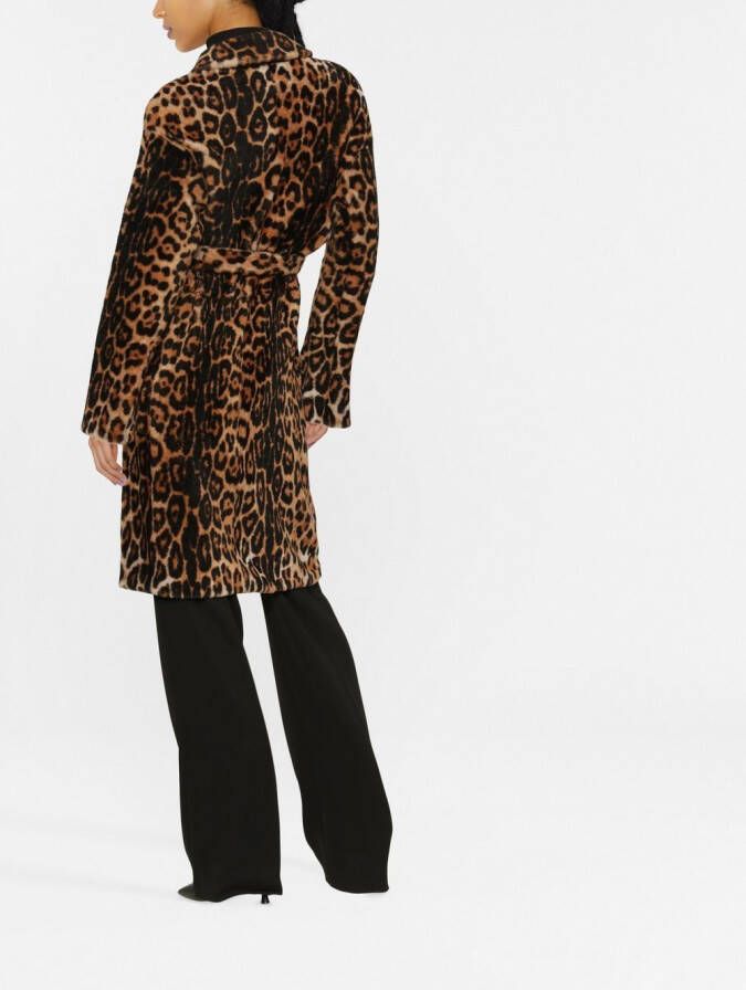 Yves Salomon Mantel met luipaardprint Bruin