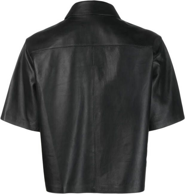 Yves Salomon Leren blouse Zwart