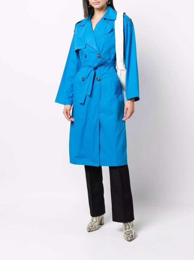 Yves Salomon Trenchcoat met gestrikte taille Blauw
