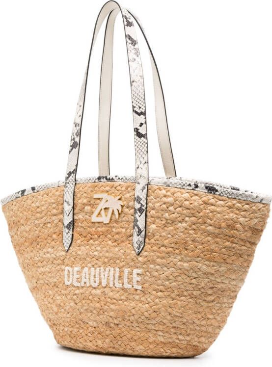 Zadig&Voltaire Deauville geweven strandtas Beige