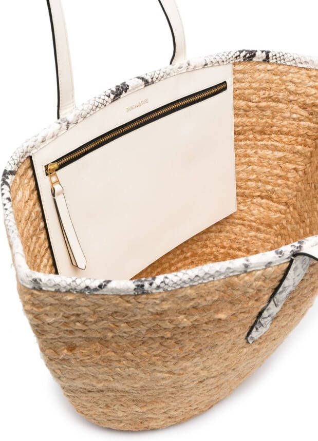 Zadig&Voltaire Deauville geweven strandtas Beige