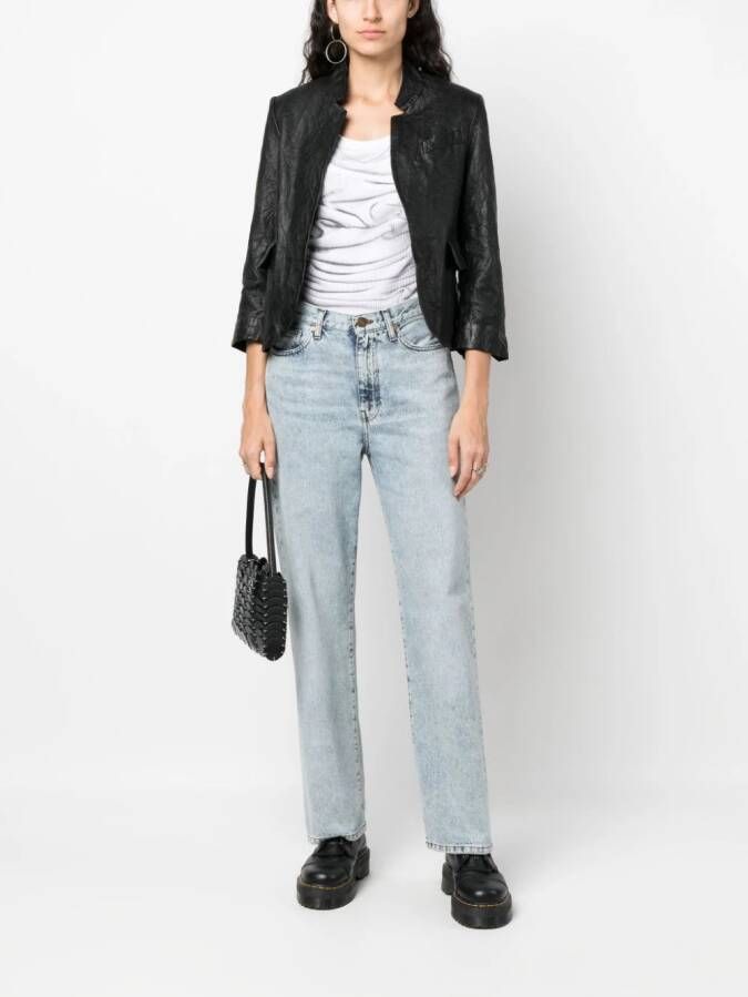 Zadig&Voltaire Verys leren blazer met gekreukt effect Zwart